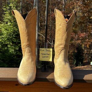 [SOLD] Rare Nocona Light Tan Full Elk skin Cowboy Boots in Men's Size 11D